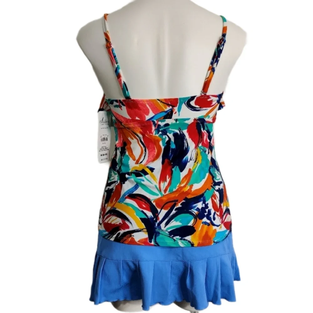 Catalina Abstract Multi Color Tankini Top NWT sz M
